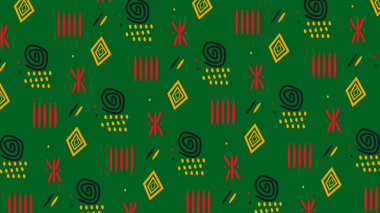 Haziran arkaplanı, kırmızı, sarı, yeşil ve siyah Afrika süslemeleri. Afrika kültürü, özgürleşme ve ırkçılığa karşı mücadele videoları için mükemmel..