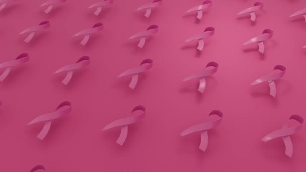 膨大なピンクのリボンを含む乳癌の日の背景 — ストック動画