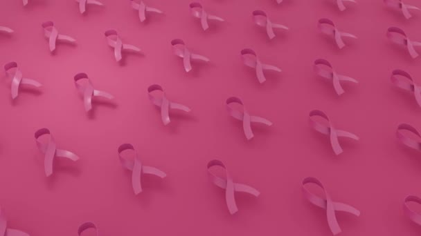 Hintergründe Zum Brustkrebstag Mit Voluminösen Rosafarbenen Bändern — Stockvideo