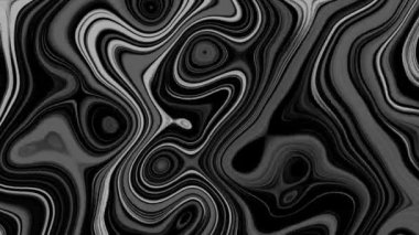 Modern sıvı arkaplanının hareketli grafiksel videosu pürüzsüz döngüler üzerinde siyah, beyaz ve gri renklerde.