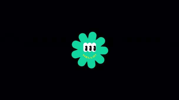 Animated Y2K Sticker Retro Flower — Stock Video