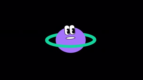 Planeta Retrô Etiqueta Y2K Animado — Vídeo de Stock