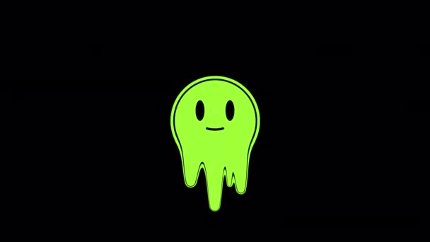 Animierter Retro Y2K Aufkleber Smile Auf Transparentem Alphakanal Mit Brutalismus — Stockvideo