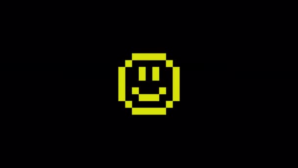 Animerad Retro Y2K Klistermärke Smile Pixel Transparent Alfa Kanal Med — Stockvideo