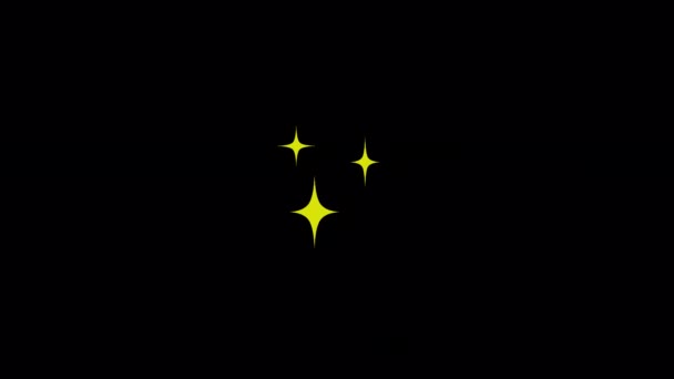 Animerad Retro Y2K Klistermärke Stjärnor Transparent Alfakanal Med Brutalistisk Estetik — Stockvideo