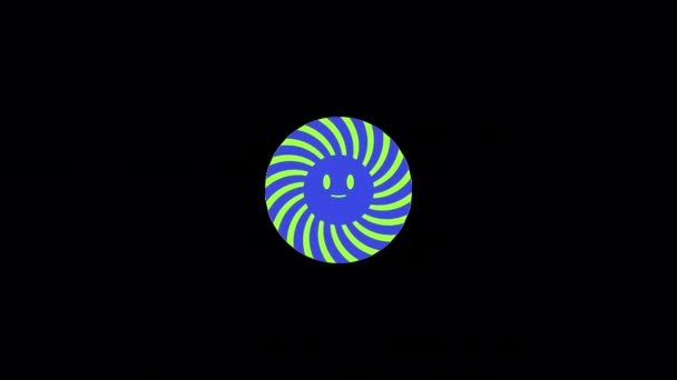 Animated Retro Y2K Sticker Circle Twirl Smile Transparent Alpha Channel — Stock Video