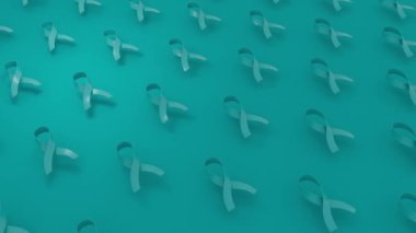 Bu stok video paketinde, servikal ve yumurtalık kanseri farkındalık günü arkaplanlarında turkuaz turkuaz kurdeleler bulunan 2 farklı klip yer alıyor..