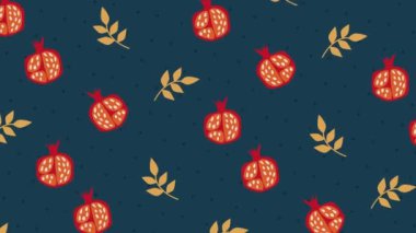 Sembollü Rosh Hashanah arkaplanı: pürüzsüz bir döngü üzerinde nar. Rosh Hashanah için mükemmel, dindar, geleneksel, Yahudi ve tatil 