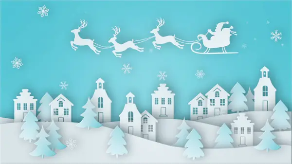 Noel Kağıt Animasyonu. Noel kutlamaları, reklamlar, tatil sunumları ve daha fazlası için harika bir arka plan..
