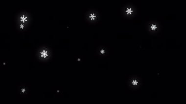 Noel animasyonu için alfa kanalı şeffaflık arka planına sahip çizgi film kar yağıyor. 4 bin. Noel, yeni yıl tatili konsepti, kış dekorasyonu.