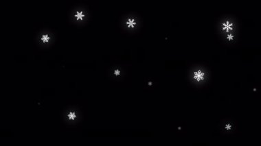 Noel animasyonu için alfa kanalı şeffaflık arka planına sahip çizgi film kar yağıyor. 4 bin. Noel, yeni yıl tatili konsepti, kış dekorasyonu.