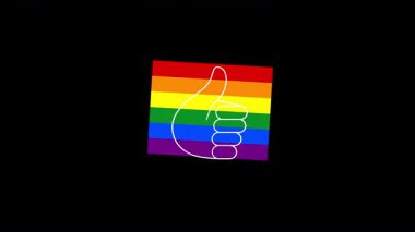 Canlandırılmış gökkuşağı renkli bir yumruk, gururu, gücü ve LGBTQ + desteğini sembolize ediyor. Gurur Ayı görsellerini güçlendirmek için cesur ve renkli bir etiket.