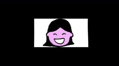 Şeffaf arkaplan üzerine renkli el çizimi çizilmiş neşeli bir okul kızının animasyonu.