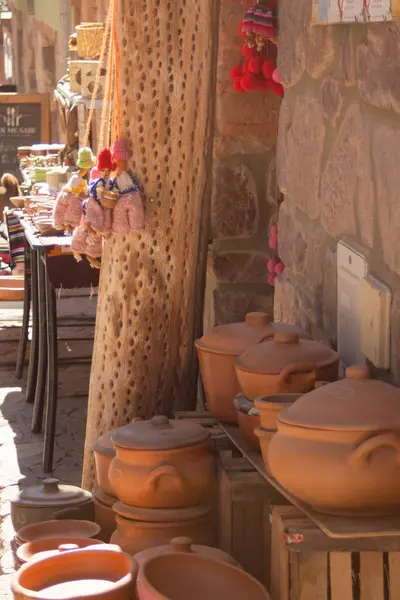 stock image Northern Argentinean beauties. International tourism in Purmamarca, craft markets in the streets.