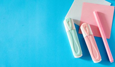 Okul minimalist pastel arka planda estetik düz tasarım sağlıyor. Kopya safiri. Eğitim, e-öğrenme ya da akademik temalı görsel materyaller için mükemmel. Kimse yok..