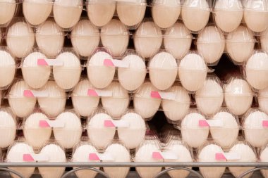 Bir sürü yumurta yığılmış.