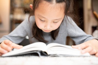 Kız ciddi ciddi kitap okuyor.