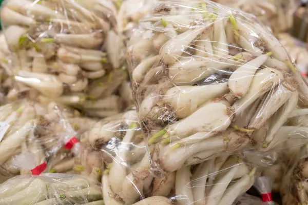 Plastik torbada bir sürü rakkyo var.