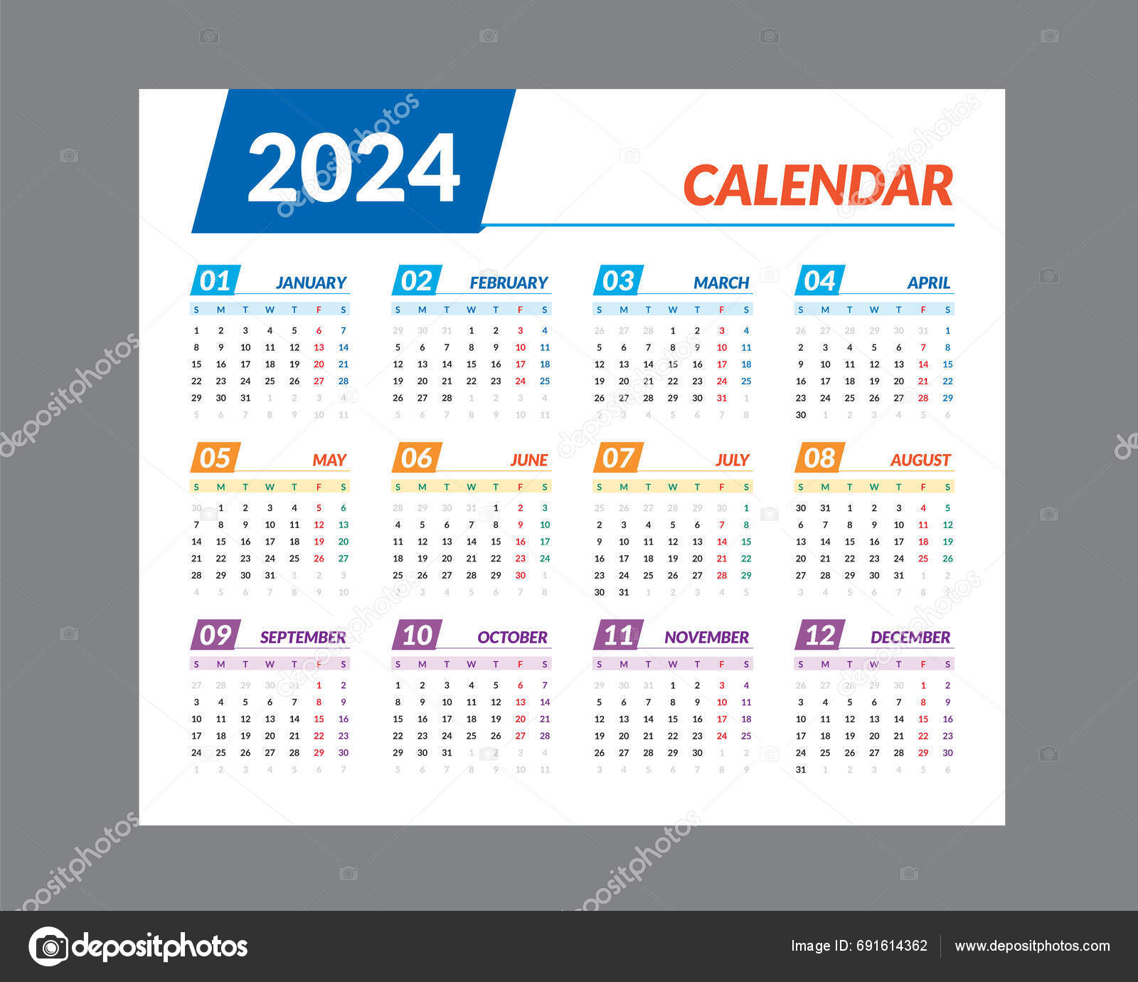 Calendar 2024 Calendar 2025 2030 Week Start Sunday Corporate Set Stock