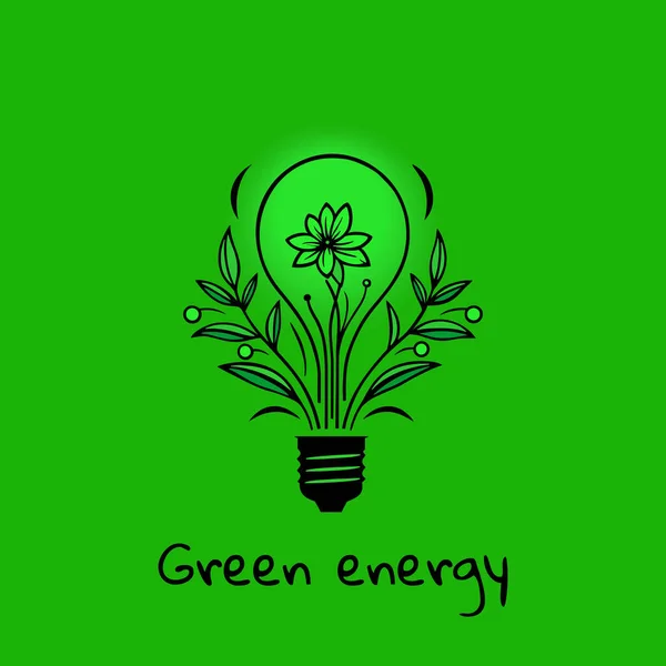 Разработка Концепции Зеленой Экоэнергетики Цветок Внутри Светящейся Лампочки Векторная Иллюстрация — стоковый вектор