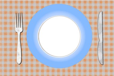 Boş tabak ve çatal bıçak takımı.