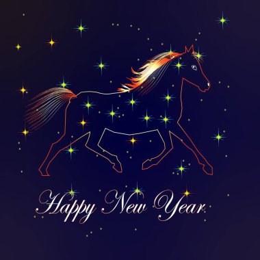 2026 yılbaşı kartı, vektör illüstrasyonu, sembol 2026