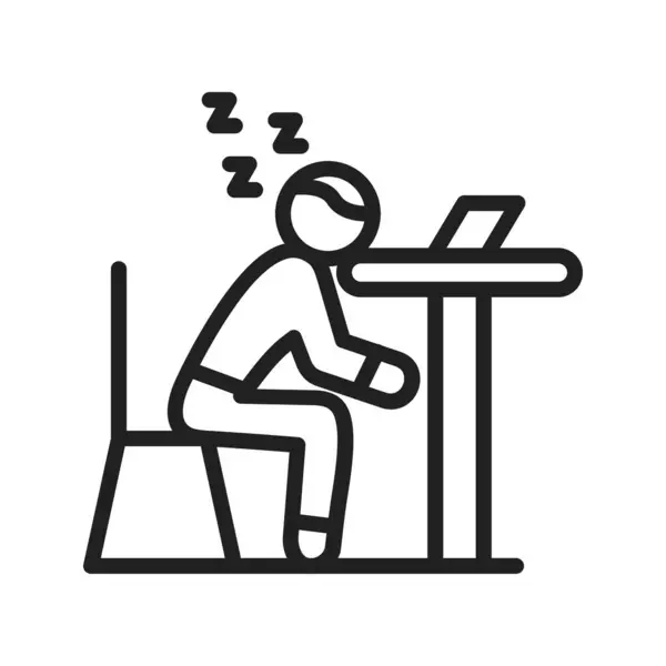 Tired Man Sleeping Laptop Vector Icon Design Black Vector Sign — Stock Vector