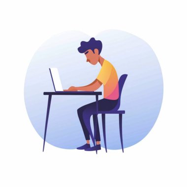 Ev işi kavramı, evden çalışan adam, öğrenci ya da serbest çalışan.