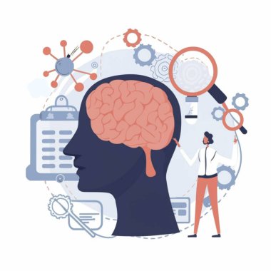 Beyin Araştırması Bilim Teknolojisi vektör çizimi 