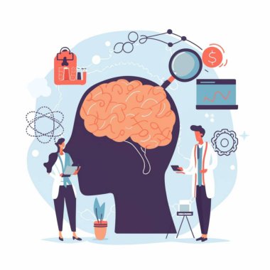 Beyin Araştırması Bilim Teknolojisi vektör çizimi 