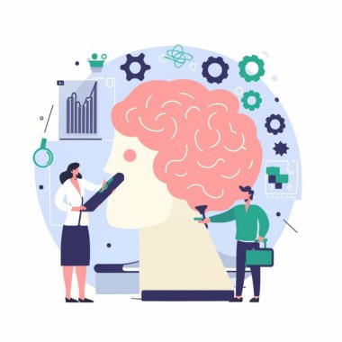 Beyin Araştırması Bilim Teknolojisi vektör çizimi 