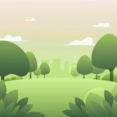 Yeşil ağaçlı banklı şehir yaz parkı