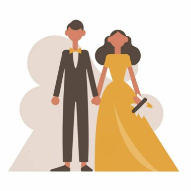 Gelin ve Damat Simgesi, vektör tasarımı, Düğün Konsepti, Marria