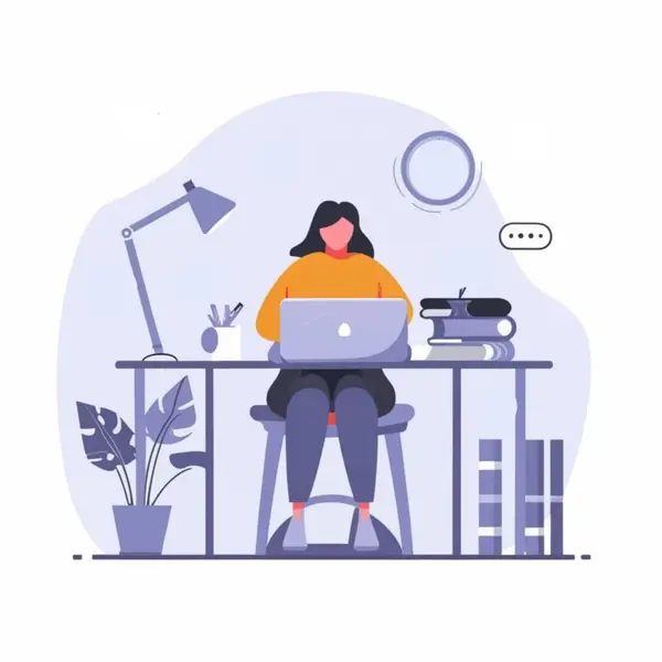 Ofis Kızı çevrimiçi oluyor Laptop vektör tasarımında çağrı