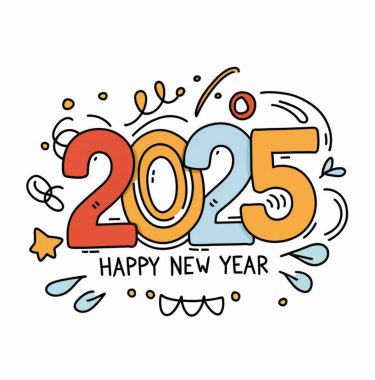 Mutlu yıllar 2025 metin tasarımı