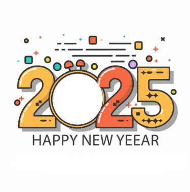 Happy New Year 2025 text design clipart