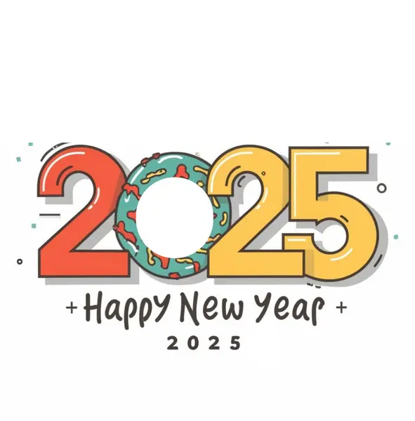 Mutlu yıllar 2025 metin tasarımı