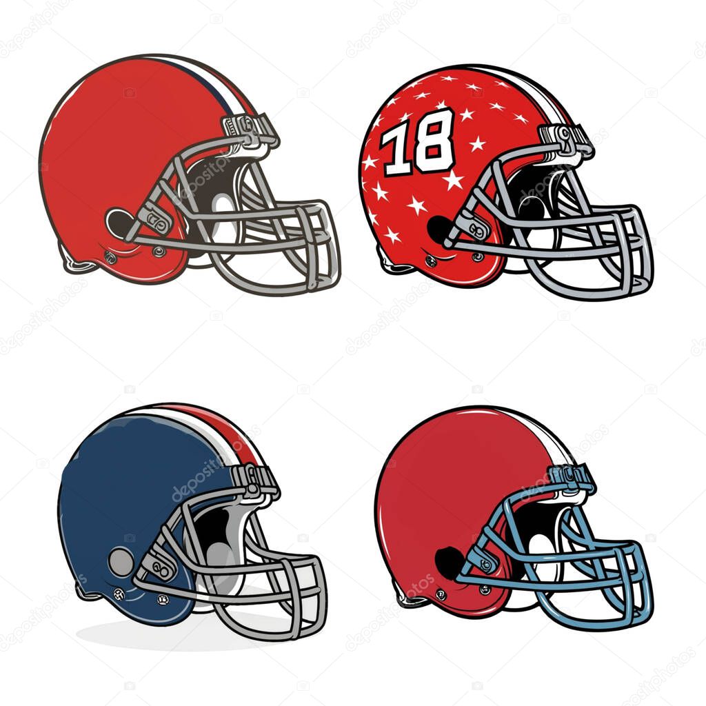 Set of Helmet Vector Design for American Football Field, Super B