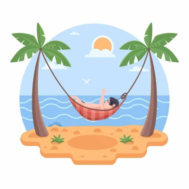 Hamak Vektöründe Güneş Yanığı Veren Kadın