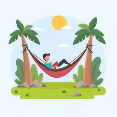 Kadın Hamak Vektörü kitabını okuyor.