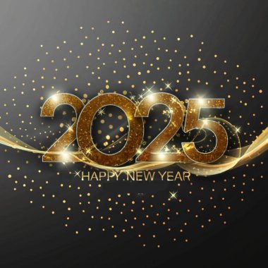 2025 yılının illüstrasyon tasarımı, altın renkli parti, te