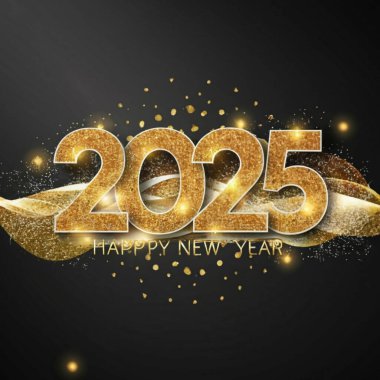 2025 yılının illüstrasyon tasarımı, altın renkli parti, te