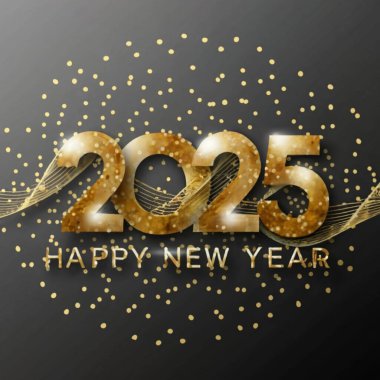 2025 yılının illüstrasyon tasarımı, altın renkli parti, te