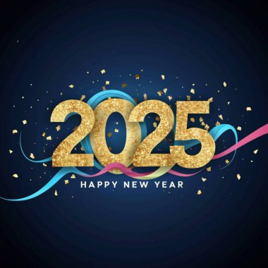 2025 yılının illüstrasyon tasarımı, altın renkli parti, te