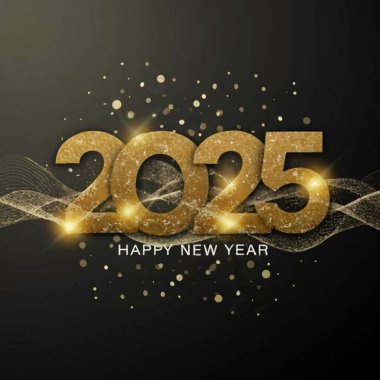 2025 yılının illüstrasyon tasarımı, altın renkli parti, te