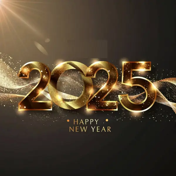 2025 yılının illüstrasyon tasarımı, altın renkli parti, te