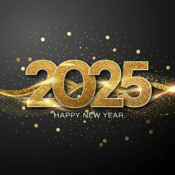 2025 yılının illüstrasyon tasarımı, altın renkli parti, te