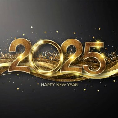 2025 yılının illüstrasyon tasarımı, altın renkli parti, te