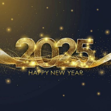 2025 yılının illüstrasyon tasarımı, altın renkli parti, te