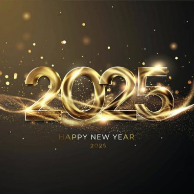 2025 yılının illüstrasyon tasarımı, altın renkli parti, te